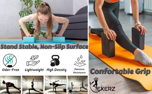 Alt view image 4 of 7 - Yoga Blocks 2pcs Gym Bricks High Density EVA Foam