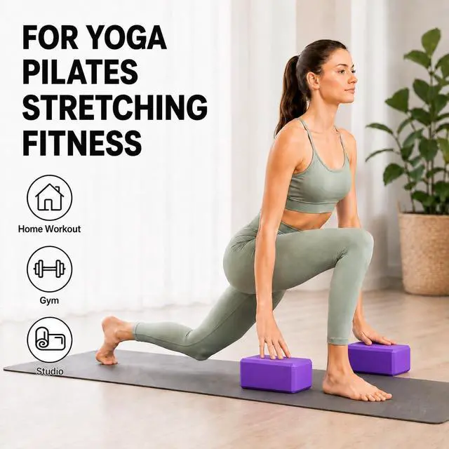 Alt view image 6 of 7 - Yoga Blocks 2pcs Gym Bricks High Density EVA Foam
