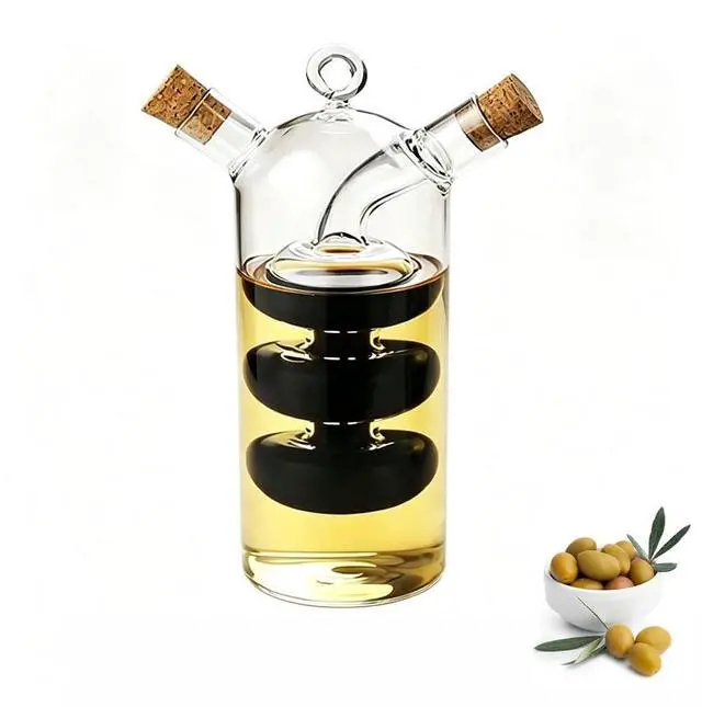 Main image of Olive Oil and Vinegar Dispenser Cruet Bottles, 2 in 1 Transparent Dual Glass for Kitchen Cooking Container