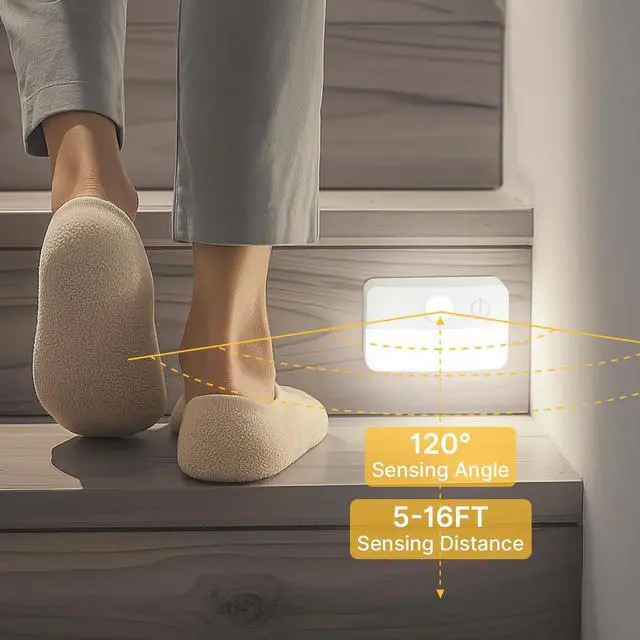 Alt view image 4 of 7 - 3 Pack Motion Sensor Stair Lights for Indoor, Wireless RGB Battery Operated Night Light, Led Stick On Hallway Closet Under Cabinet Step Portable Lamp for Bedroom Kitchen Bathroom