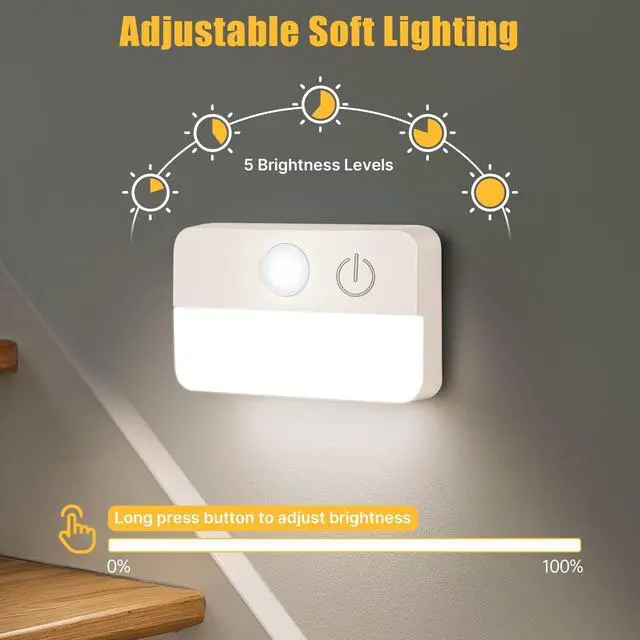 Alt view image 3 of 7 - 3 Pack Motion Sensor Stair Lights for Indoor, Wireless RGB Battery Operated Night Light, Led Stick On Hallway Closet Under Cabinet Step Portable Lamp for Bedroom Kitchen Bathroom