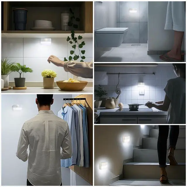 Alt view image 6 of 7 - 3 Pack Motion Sensor Stair Lights for Indoor, Wireless RGB Battery Operated Night Light, Led Stick On Hallway Closet Under Cabinet Step Portable Lamp for Bedroom Kitchen Bathroom