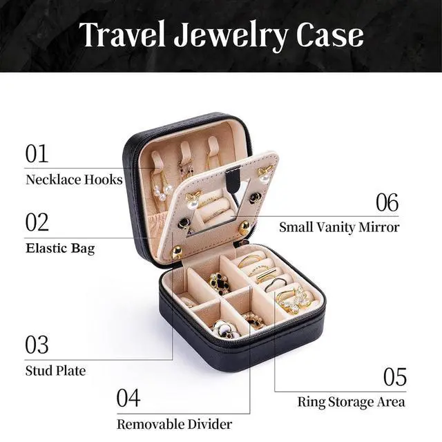 Alt view image 3 of 7 - Gothic Skull with Roses Small Travel Jewelry Case with Mirror