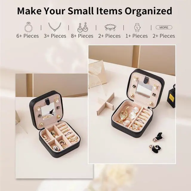 Alt view image 4 of 7 - Gothic Skull with Roses Small Travel Jewelry Case with Mirror