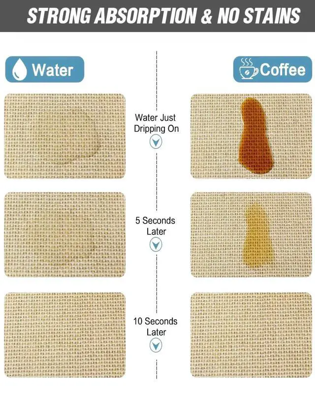 Alt view image 2 of 7 - Coffee Mat 12"x19" Coffee Bar Mat Rubber Backed Bar Accessories Super Absorbent Dish Drying Mats for Kitchen Counter, Fit Under Coffee Maker Espresso Machine Dish Rack (Cream)