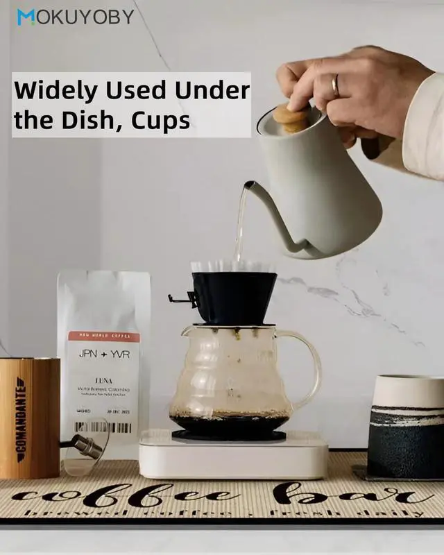 Alt view image 7 of 7 - Coffee Mat 12"x19" Coffee Bar Mat Rubber Backed Bar Accessories Super Absorbent Dish Drying Mats for Kitchen Counter, Fit Under Coffee Maker Espresso Machine Dish Rack (Cream)