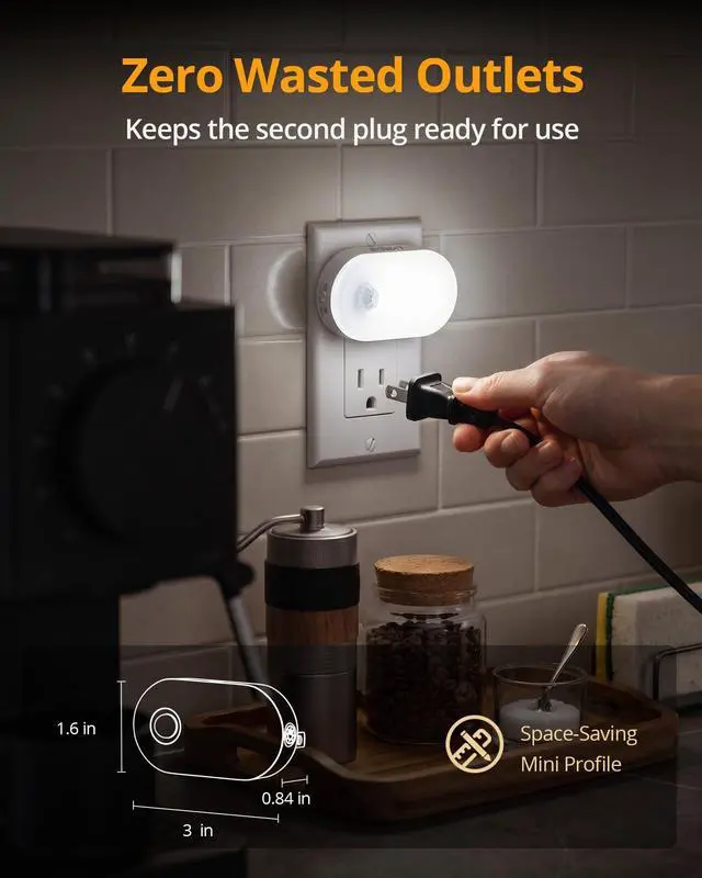 Alt view image 6 of 7 - 120LM Ultra Bright Plug-in Motion Sensor Night Light, Stepless Dimmable LED Nightlight, Always-On and Auto-Off, for Hallway, Stairs, Bathroom, Bedroom, Garage, Cool White (2-Pack)