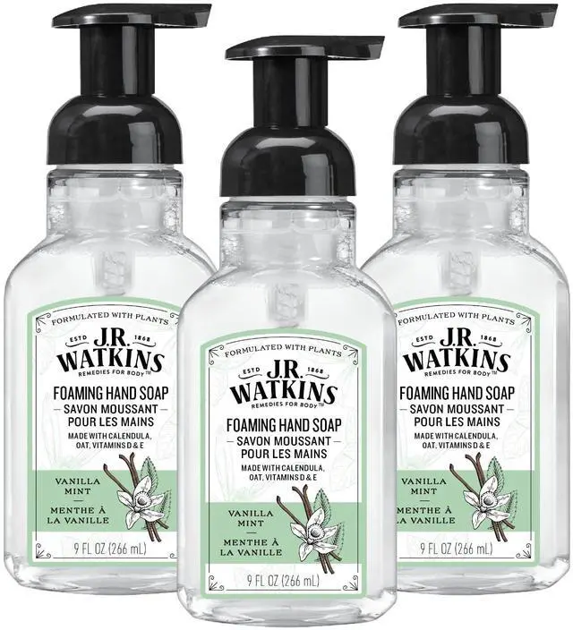 Main image of Foaming Hand Soap Pump with Dispenser, Moisturizing Hand Soap Foam, Alcohol-Free and Cruelty-Free, Use for Kitchen or Bathroom, Menthe a la Vanille/Vanilla Mint Scent, 9 fl oz, 3 Pack