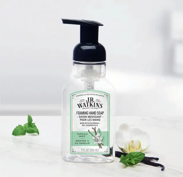 Alt view image 3 of 7 - Foaming Hand Soap Pump with Dispenser, Moisturizing Hand Soap Foam, Alcohol-Free and Cruelty-Free, Use for Kitchen or Bathroom, Menthe a la Vanille/Vanilla Mint Scent, 9 fl oz, 3 Pack