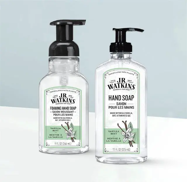 Alt view image 5 of 7 - Foaming Hand Soap Pump with Dispenser, Moisturizing Hand Soap Foam, Alcohol-Free and Cruelty-Free, Use for Kitchen or Bathroom, Menthe a la Vanille/Vanilla Mint Scent, 9 fl oz, 3 Pack