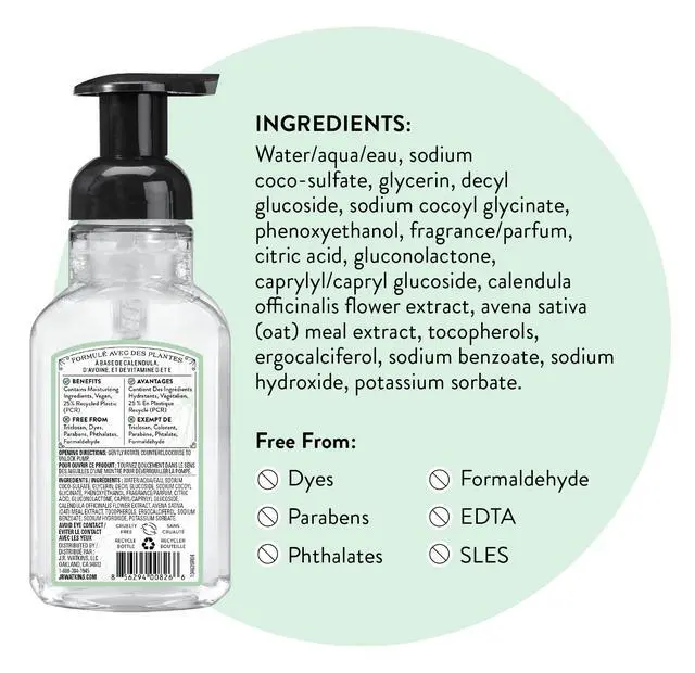 Alt view image 7 of 7 - Foaming Hand Soap Pump with Dispenser, Moisturizing Hand Soap Foam, Alcohol-Free and Cruelty-Free, Use for Kitchen or Bathroom, Menthe a la Vanille/Vanilla Mint Scent, 9 fl oz, 3 Pack