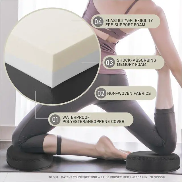 Alt view image 3 of 5 - Yoga Knee Pad Cushion, 1.57 Inch Thick, 2 Black