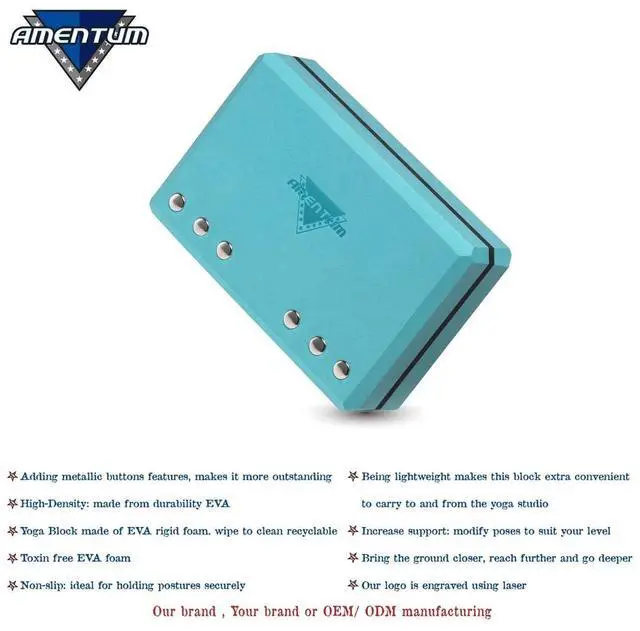 Alt view image 5 of 6 - Yoga Block 9x6x3 Stand Out With Style Premium Yoga Block Featuring Bold Metallic Rivets. High-Density/Non-Toxic EVA Foam, Non-Slip Surface,Lightweight Exercise Support for Yoga