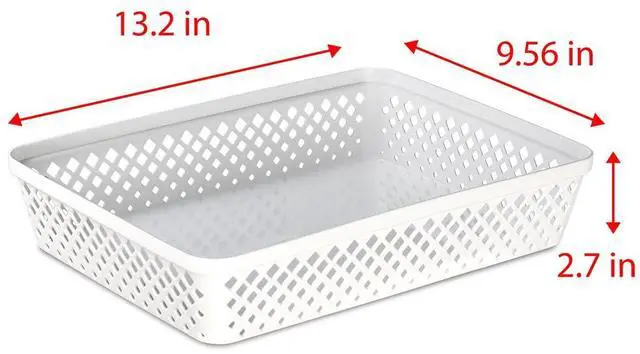 Alt view image 6 of 6 - Plastic Storage Basket Set - Multipurpose Drawer Trays, Kitchen Pantry Containers, and Bathroom Bins - 3 Pack Large Organizers, White