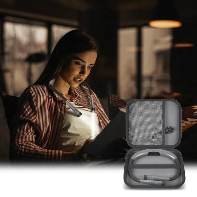 Alt view image 6 of 7 - Case Compatible with Glocusent/for Vekkia/for LITOM/for LEDGLE/for TAKKUI/for TSINGREE LED Neck Reading Light Book Light for Reading. Storage Carrying Holder for USB Cable - Gray (Box Only)