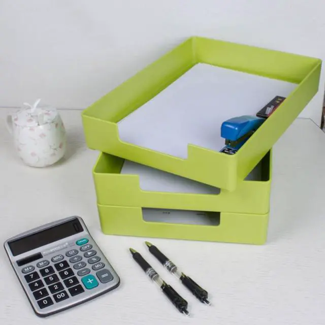 Alt view image 2 of 7 - Letter-Size Tray, Desk Drawer Organizer, A4 Plastic Paper Tray for Office, School, Home Storage, and Storage Containers for Gift Wrap, and Crafts (Green)