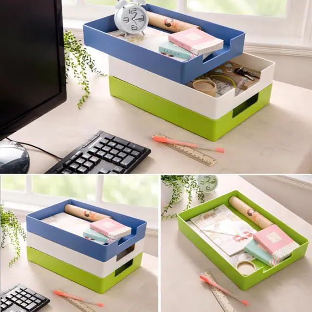 Alt view image 5 of 7 - Letter-Size Tray, Desk Drawer Organizer, A4 Plastic Paper Tray for Office, School, Home Storage, and Storage Containers for Gift Wrap, and Crafts (Green)