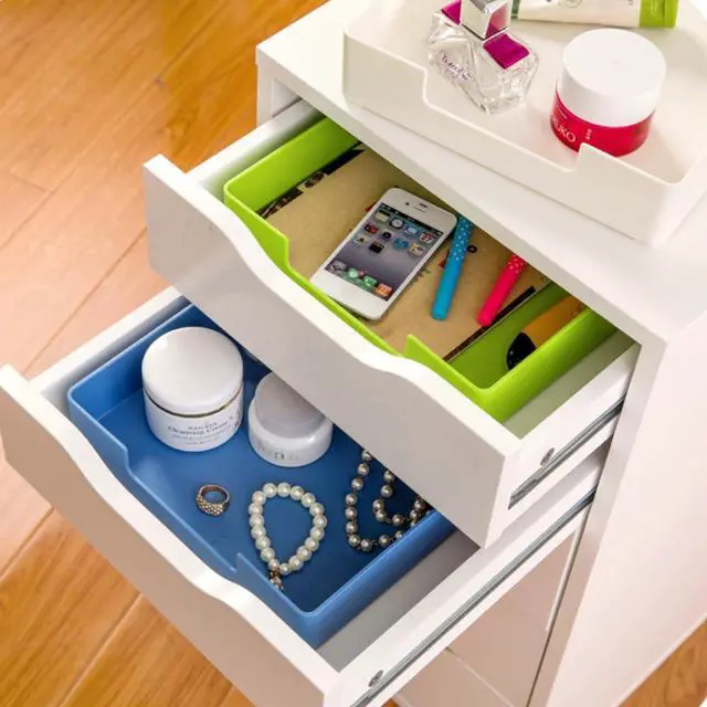 Alt view image 6 of 7 - Letter-Size Tray, Desk Drawer Organizer, A4 Plastic Paper Tray for Office, School, Home Storage, and Storage Containers for Gift Wrap, and Crafts (Green)