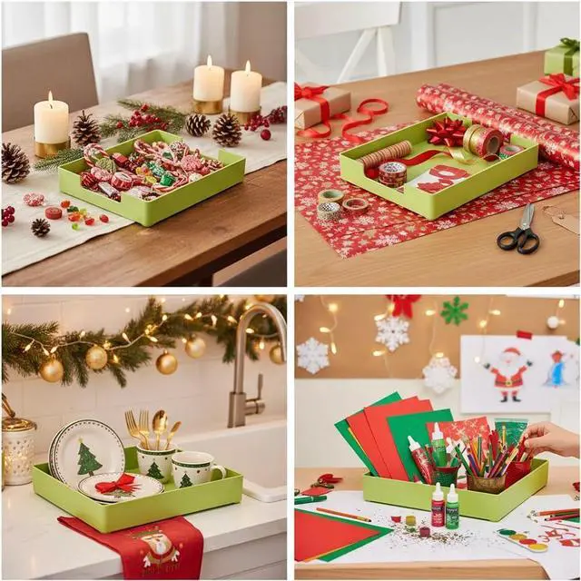 Alt view image 7 of 7 - Letter-Size Tray, Desk Drawer Organizer, A4 Plastic Paper Tray for Office, School, Home Storage, and Storage Containers for Gift Wrap, and Crafts (Green)
