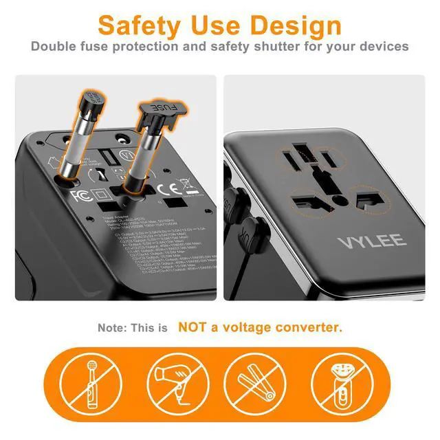 Alt view image 6 of 7 - 70W GaN International Travel Adapter, Universal Power Adapter with 3 USB-C (PD 70W) & 1 USB-A Ports, Worldwide Wall Charger for US to Europe, UK, Ireland, AU, Asia, Works in 200+ Countries