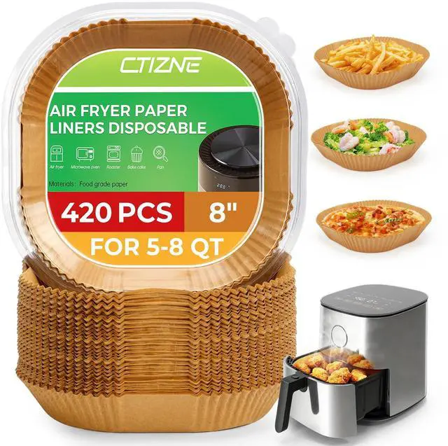 Main image of 420Pcs Air Fryer Liners Disposable 8 Inch Square for 5-8 Qt Basket, Bulk Pack | Food Grade | 428°F Heat-Resistant | Grease-proof Air Fryer Parchment Paper Liners for Less Cleanup