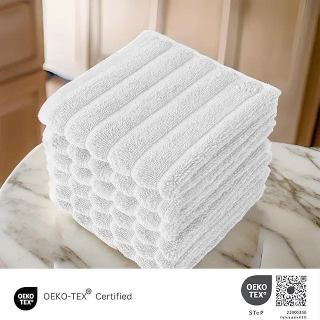 Alt view image 3 of 7 - Classic Turkish Towels CTT Luxurious 100% Turkish Cotton Washcloths 6 Pack, Highly Absorbent & Quick Dry, Face Towels Wash Cloths for Hotel, Spa & Gym | 13"x13" (Platinum)