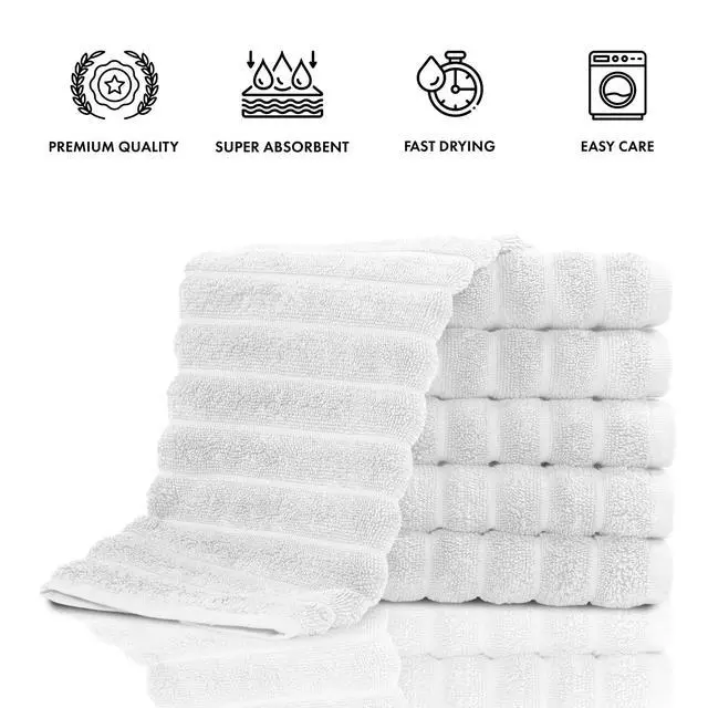 Alt view image 4 of 7 - Classic Turkish Towels CTT Luxurious 100% Turkish Cotton Washcloths 6 Pack, Highly Absorbent & Quick Dry, Face Towels Wash Cloths for Hotel, Spa & Gym | 13"x13" (Platinum)
