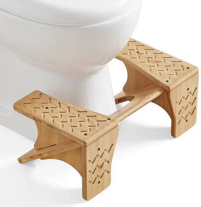 Main image of Bamboo Toilet Stool, Adjustable Poop Stool with Non-Slip Grooves, Height Convertible to 6.9 or 9.5 Inches, Squat Potty Stool for Bathroom, Space-Saving, Light Bamboo UBCB111N01