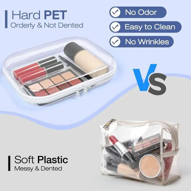 Alt view image 5 of 7 - Clear Hard Shell Zipper Case, 4 Pack Diaper Bag Organizer Pouches, Toiletry Bag for Travel, Waterproof Makeup Bags for Cosmetic, Toy Storage Organizer Pencil Bag