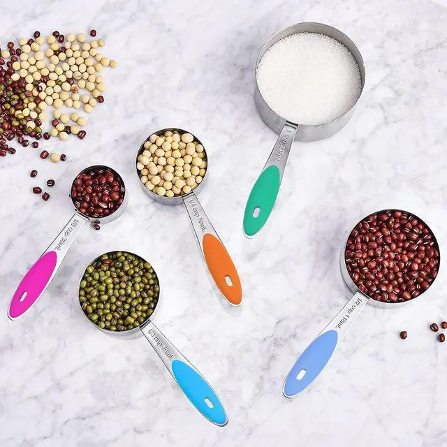 Alt view image 6 of 7 - Stainless Measuring Cups and Spoons Set with Silicone Handle, 21pcs