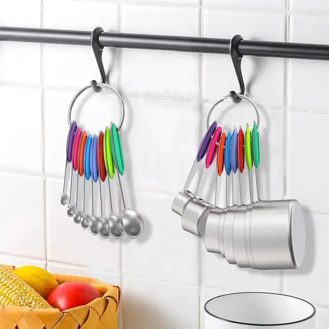 Alt view image 4 of 7 - Stainless Measuring Cups and Spoons Set with Silicone Handle, 21pcs