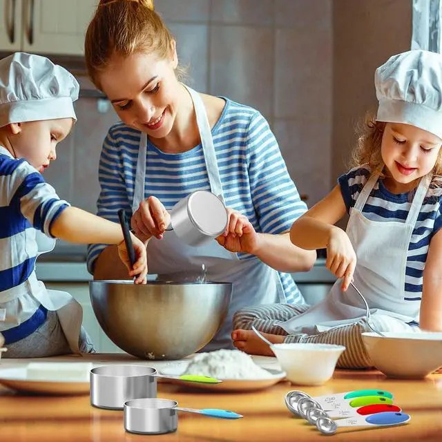 Alt view image 5 of 7 - Stainless Measuring Cups and Spoons Set with Silicone Handle, 21pcs