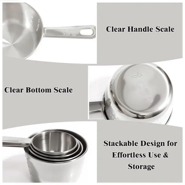 Alt view image 3 of 7 - 13pcs Stainless Steel Measuring Cups and Spoons Set, 8 Double-Sided Magnetic Measuring Spoons Set & 4 Metal Measuring Cups & 1 Leveler for Kitchen Dry & Liquid Cooking Baking
