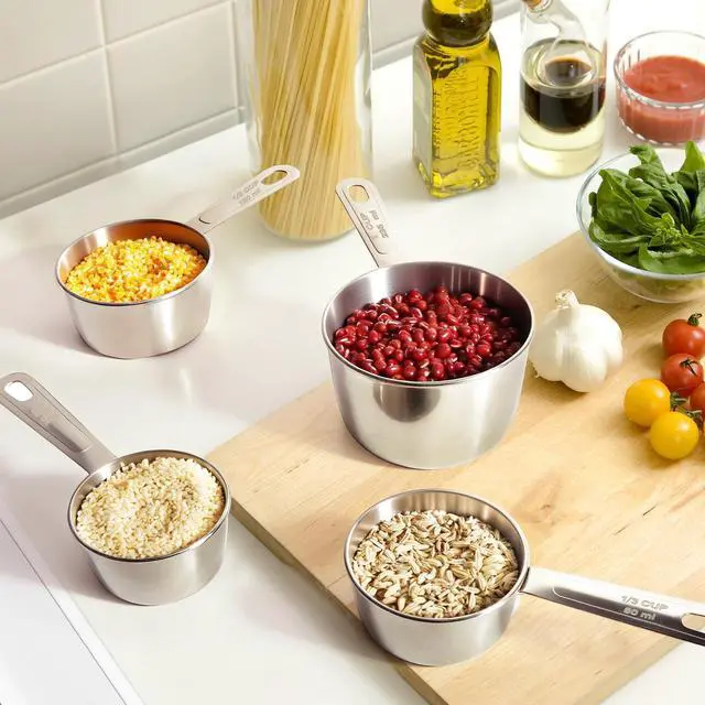 Alt view image 6 of 7 - 13pcs Stainless Steel Measuring Cups and Spoons Set, 8 Double-Sided Magnetic Measuring Spoons Set & 4 Metal Measuring Cups & 1 Leveler for Kitchen Dry & Liquid Cooking Baking