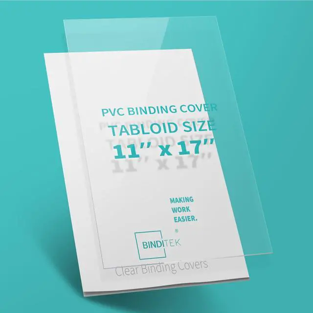 Alt view image 6 of 7 - 50 Pack 8 Mil PVC Clear Binding Presentation Covers, 11 x 17 Inches, Tabloid Size, Square Corners, Un-Punched, Office School Supplies
