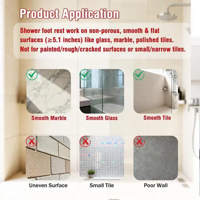 Alt view image 4 of 7 - Shower Foot Rest for Shaving Legs,Shower Shaving Foot Rest,Foot Rest for Shower with Powerful Suction Cup,Foldable Shaving Step for Inside Shower,Easy to Carry While Traveling