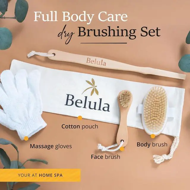 Alt view image 6 of 7 - Dry Brushing Body Brush Set - Natural Boar Bristle Body Brush, Exfoliating Face Brush & Bath Gloves - Ideal Dry Skin Brush for Lymphatic Drainage & Healthy Glowing Skin!