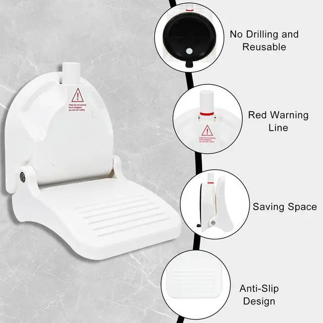 Alt view image 3 of 7 - Shower Foot Rest, Strong Suction Cup Foldable Foot Stool for Shaving Legs in Shower, No Drill Bathroom Foot Rest with Anti-Slip Surface for Elderly, Pregnancy, Portable for RV Travel