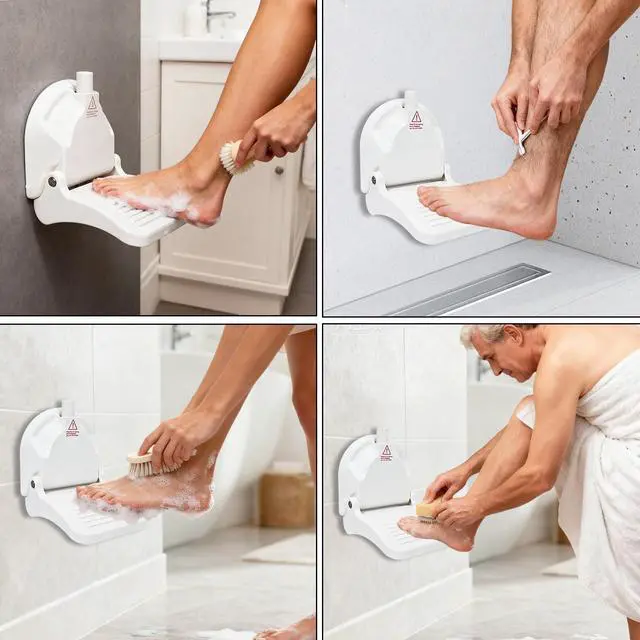 Alt view image 6 of 7 - Shower Foot Rest, Strong Suction Cup Foldable Foot Stool for Shaving Legs in Shower, No Drill Bathroom Foot Rest with Anti-Slip Surface for Elderly, Pregnancy, Portable for RV Travel