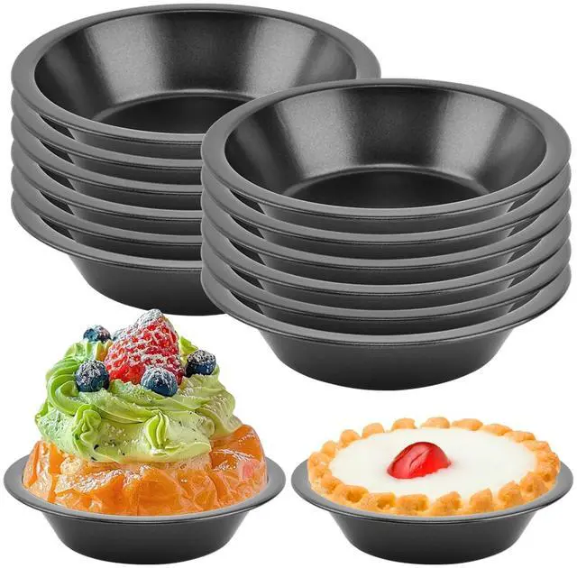 Main image of 12 Pack Mini Pie Pans 5 Inch Reusable Round Pie Tins Nonstick Small Pie Pans Carbon Steel Round Pie Tins Small Pie Pans Individual Pie Tins for Baking Dessert(COLOR:Black)