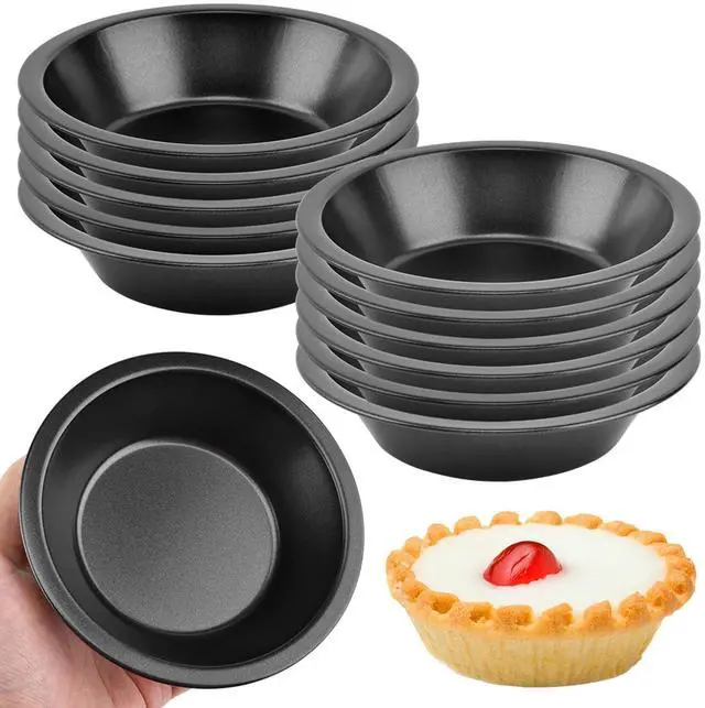 Alt view image 3 of 7 - 12 Pack Mini Pie Pans 5 Inch Reusable Round Pie Tins Nonstick Small Pie Pans Carbon Steel Round Pie Tins Small Pie Pans Individual Pie Tins for Baking Dessert(COLOR:Black)
