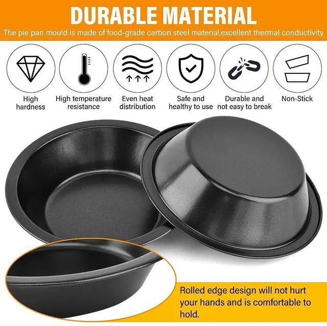 Alt view image 4 of 7 - 12 Pack Mini Pie Pans 5 Inch Reusable Round Pie Tins Nonstick Small Pie Pans Carbon Steel Round Pie Tins Small Pie Pans Individual Pie Tins for Baking Dessert(COLOR:Black)