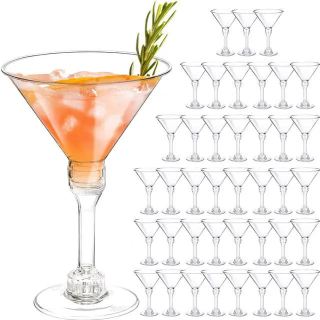 Main image of 40 Pack Plastic Martini Glasses 5 Oz Disposable Cocktail Glasses, Tall Mini Martini Cups, Plastic Margarita Glasses Perfect for Summer Party Birthday Wedding Poolside and All Events