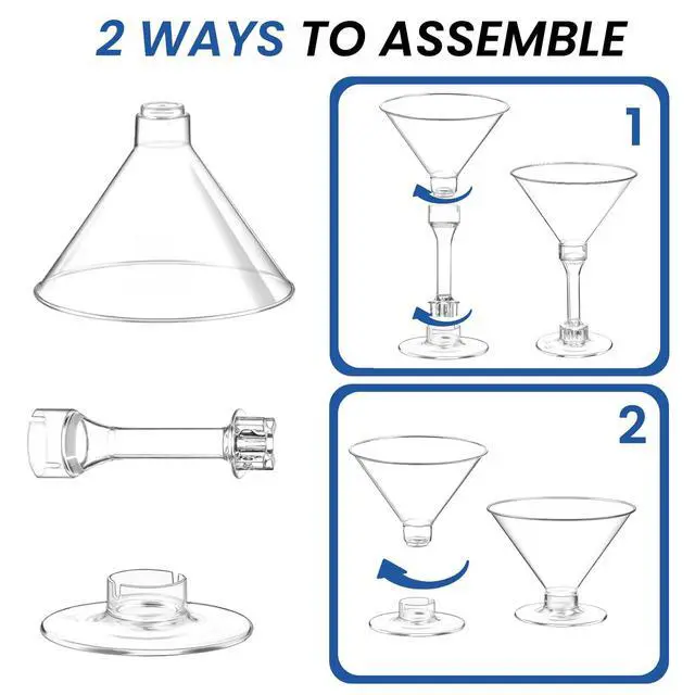 Alt view image 3 of 7 - 40 Pack Plastic Martini Glasses 5 Oz Disposable Cocktail Glasses, Tall Mini Martini Cups, Plastic Margarita Glasses Perfect for Summer Party Birthday Wedding Poolside and All Events
