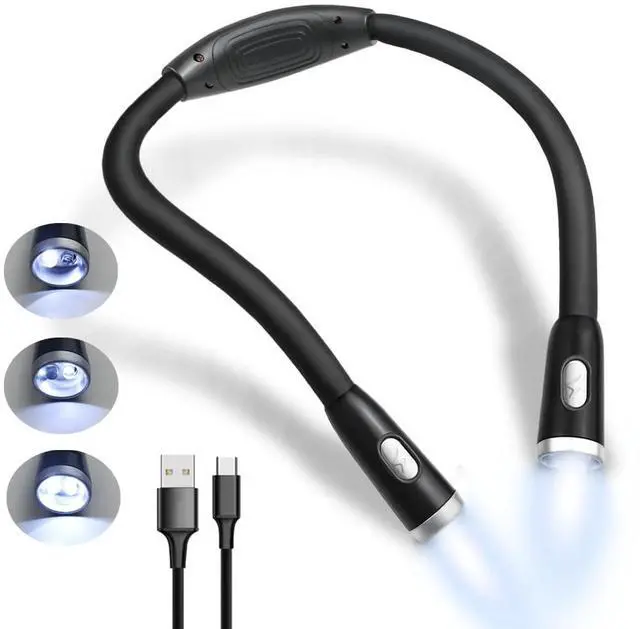 Main image of Neck Reading Light, Rechargeable Book Light for Reading in Bed, Hands Free, 360° Flexible Arms, Neck Light for Reading, Knitting, Camping, Repairing