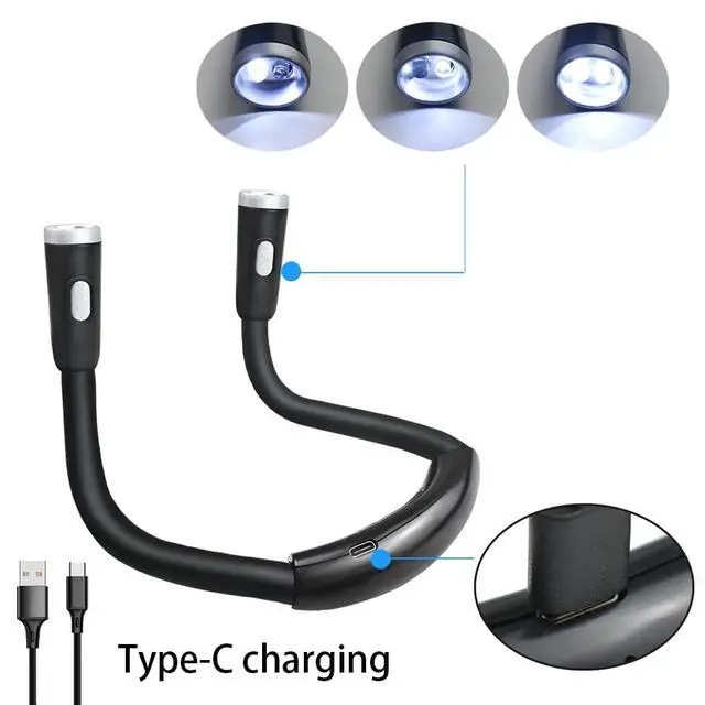 Alt view image 4 of 7 - Neck Reading Light, Rechargeable Book Light for Reading in Bed, Hands Free, 360° Flexible Arms, Neck Light for Reading, Knitting, Camping, Repairing