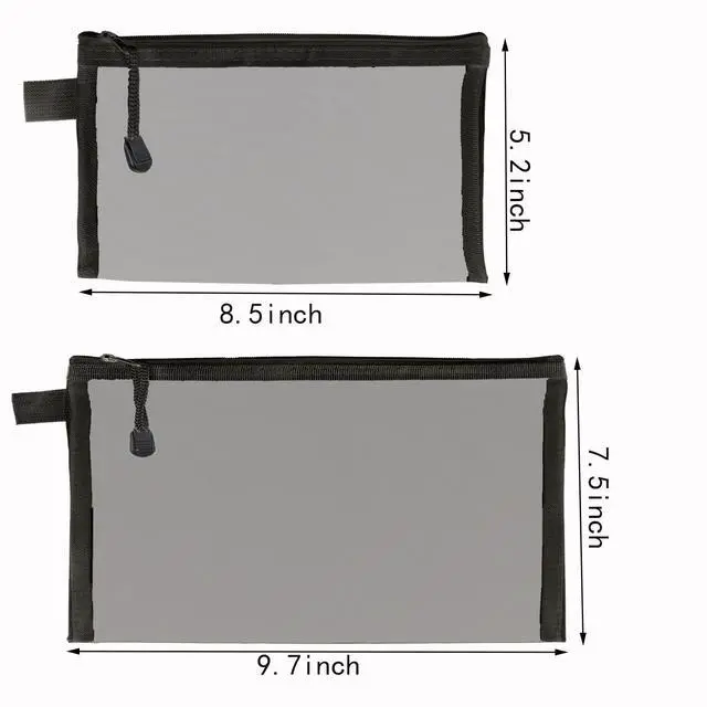 Alt view image 2 of 6 - 20Pieces Nylon Mesh Cosmetic Bags Zippered,Portable Organizing Pouches for Travel,Toiletries Bag for Women and Men (Black)