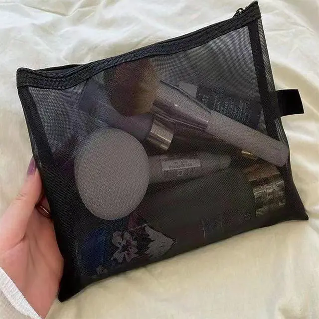 Alt view image 5 of 6 - 20Pieces Nylon Mesh Cosmetic Bags Zippered,Portable Organizing Pouches for Travel,Toiletries Bag for Women and Men (Black)