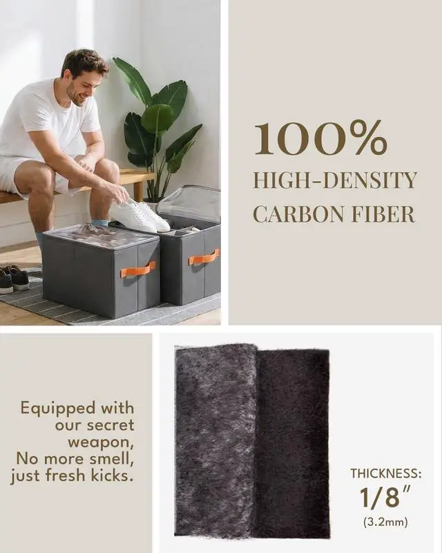 Alt view image 2 of 7 - Smell Proof Shoe Organizer for Closet 2 Pack - Shoe Storage Box Bin Cubes