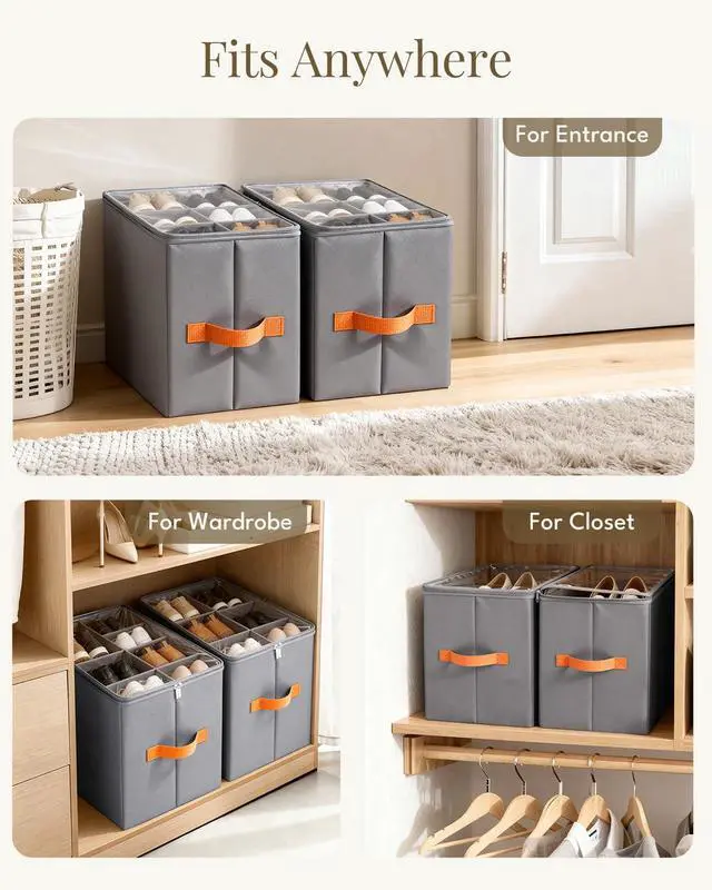 Alt view image 5 of 7 - Smell Proof Shoe Organizer for Closet 2 Pack - Shoe Storage Box Bin Cubes